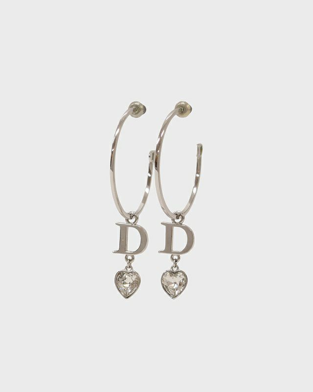 【ギフトにも】DIOR CDロゴ ハート ラインストーン ピアス Christian Dior ディオール ハート Dロゴ ラインストーン ピアス