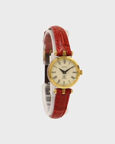 GUCCI シェリーライン アイボリー文字盤 ゴールドベゼル 革バンド GUCCI グッチ レディース 腕時計 シェリーライン クオーツ