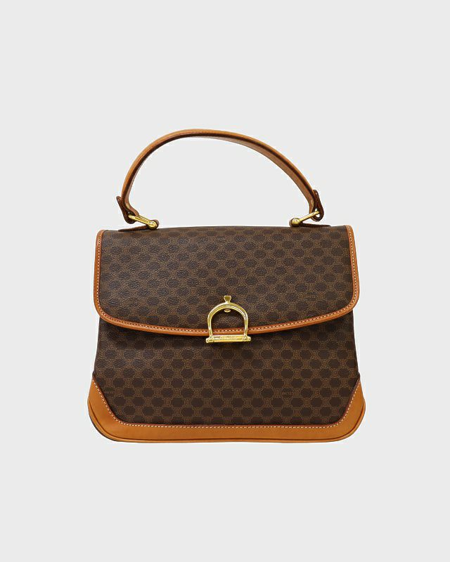 CELINE マカダム柄ガンチーニ金具ハンドバッグ CELINE マカダム柄ガンチーニ金具ハンドバッグ | Hedy