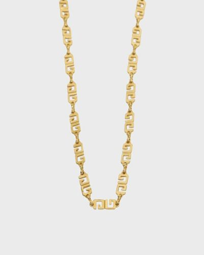3929ジバンシー ロゴリボントップ ヴィンテージ ゴールドカラー ラウンド 極美品 GIVENCHY ロングネックレス Gロゴ ゴージャス ゴールド