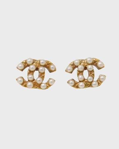 シャネル ヴィンテージ ピアス マットゴールド✕べっ甲風【希少】