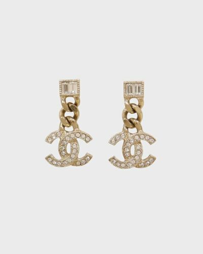 ●8344 CHANEL シャネル　ヴィンテージ　石付　ラウンドウィング　ピアス ○8344 CHANEL シャネル ヴィンテージ 石付 ラウンドウィング