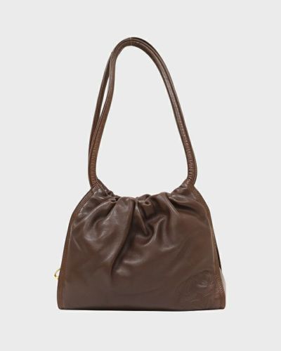 Loewe バッグ Medium Ola bag in raffia and calfskin Black - LOEWE