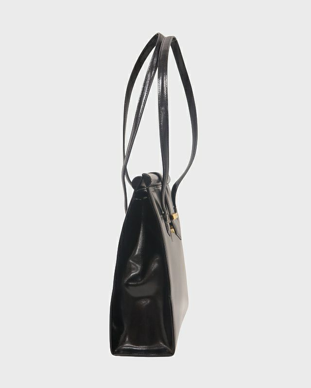 YSL グレー レザーハンドバッグ サンローランパリ ダッフルロック レザー 2WAYハンドバッグ