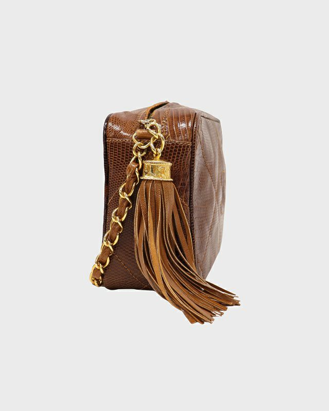 CHANEL タッセル付きリザードチェーンショルダーバッグ | Hedy
