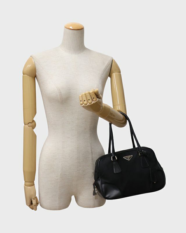 【美品付属品多数】プラダ ミニボストンバッグ　三角ロゴ　肩掛け可　ベージュ PRADA 三角ロゴ金具ナイロンミニボストンバッグ | Hedy