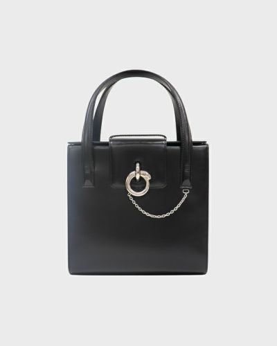 Cartier 黒 レザーハンドバッグ CARTIER カルティエ トリニティ ハンドバッグ レザー ブラック