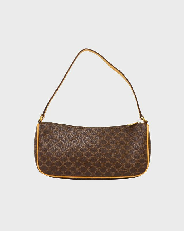 極美品 CELINE マカダム柄 ショルダーバッグ ハンドバッグ CELINE マカダム柄ショルダーバッグ