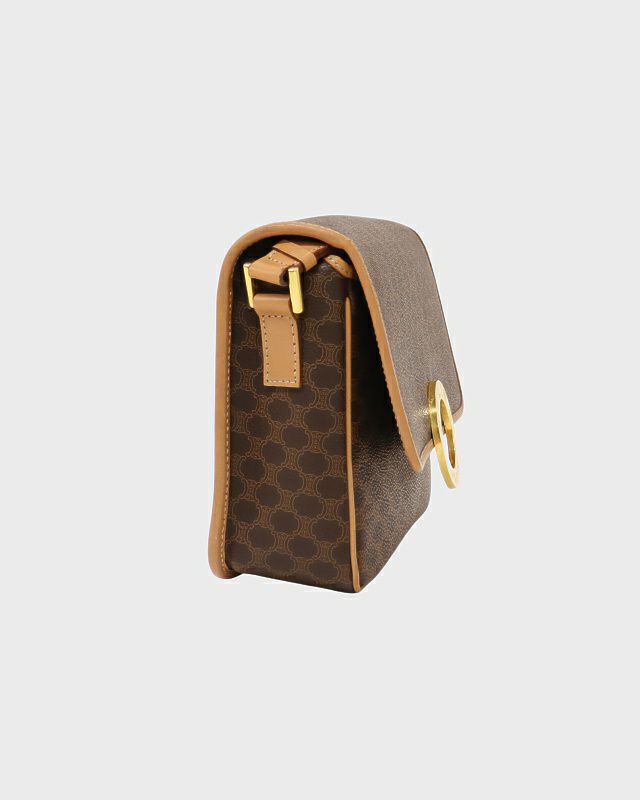 【極美品】セリーヌ ハンドバッグ 黒マカダム PVC サークルロゴ ゴールド金具 CELINE セリーヌ マカダム柄 サークルロゴ PVC/レザー