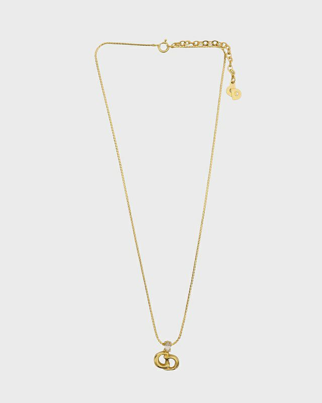 ストーン　ネックレス　ディオール クリスチャンディオール Christian Dior CDロゴ 4P ライン