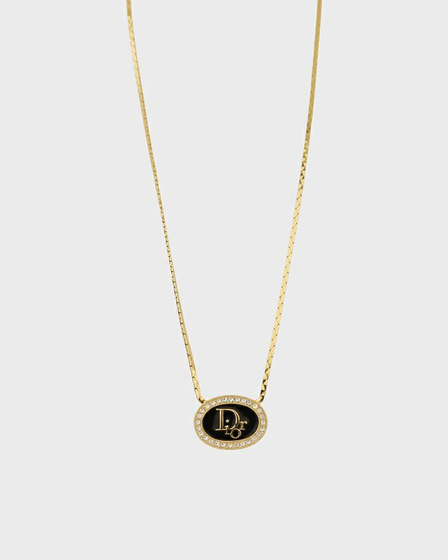 ‼️Christian Dior‼️ ラインストーン　ロゴプレート付きネックレス Christian Dior クリスチャンディオール ロゴ プレート