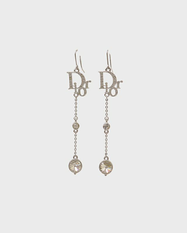 Dior ロゴ ピアス ストーン付き ディオール Diorロゴ ピアス(両耳用) GP×ラインストーン