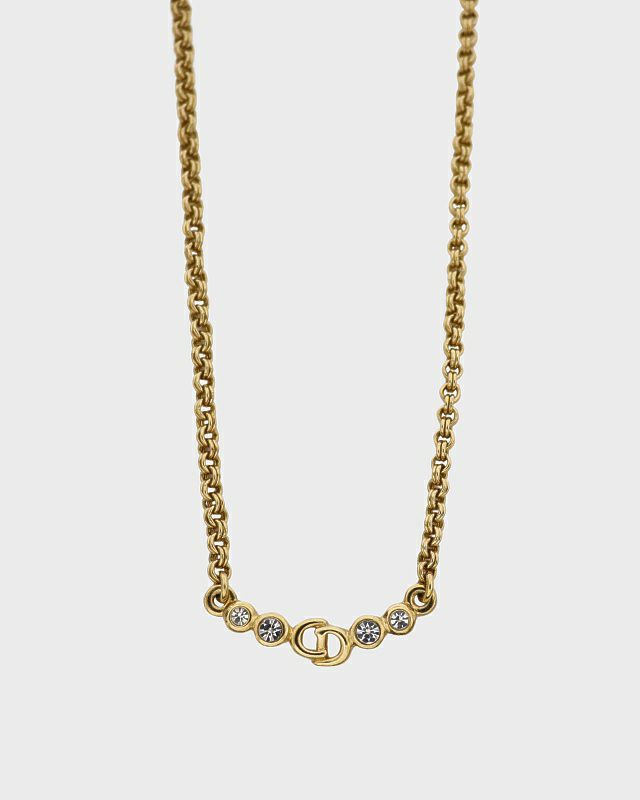 DIOR CDラインストーンチェーンネックレス | Hedy
