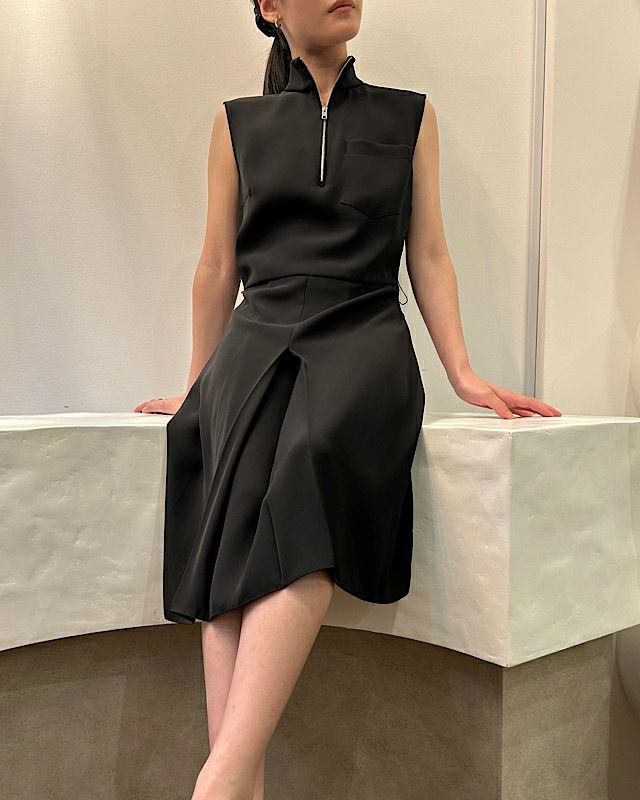 希少 PRADA 上質 ノースリーブ サマー ワンピース 38 PRADA / プラダ | ウールシルク ノースリーブドレス ワンピース