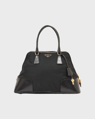 PRADA 三角ロゴ金具ナイロンレザーハンドバッグ | Hedy