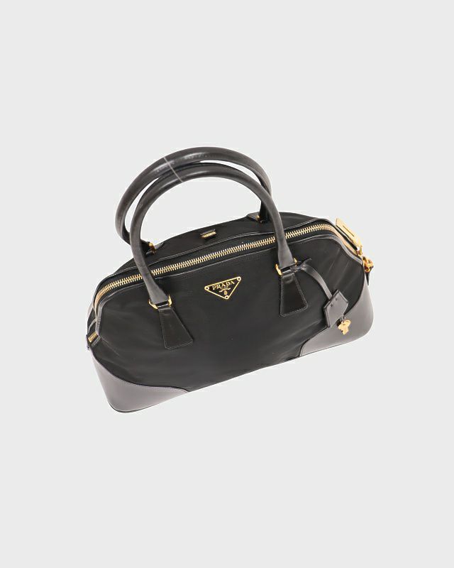 PRADA ナイロンレザーハンドバッグ PRADA 三角ロゴ金具ナイロンレザーハンドバッグ | Hedy