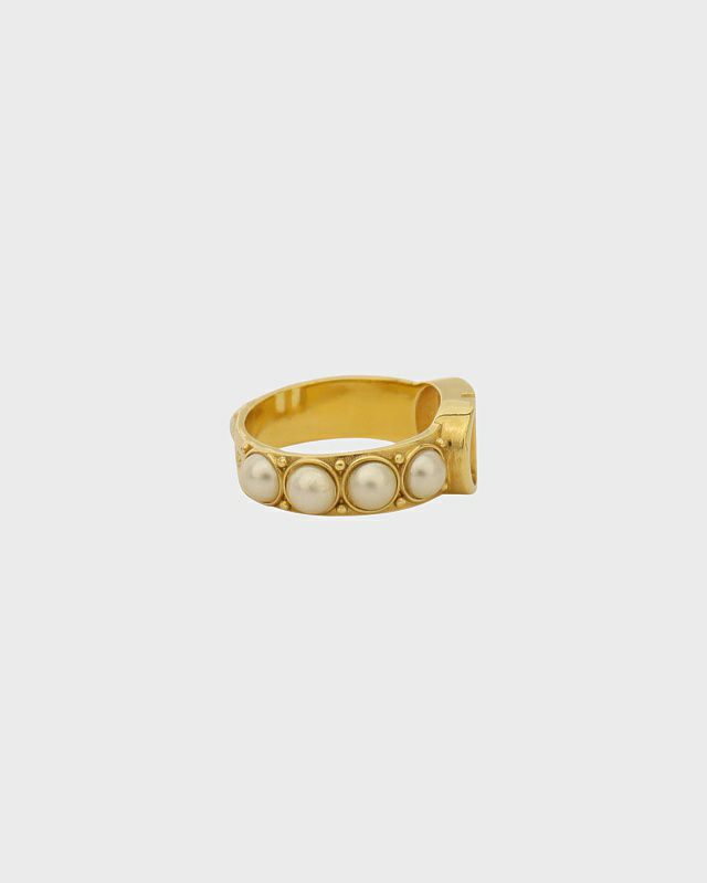 【極美品】 DIOR CD ロゴ リング Lサイズ ゴールド パール Christian Dior(クリスチャンディオール) CDロゴ パール リング