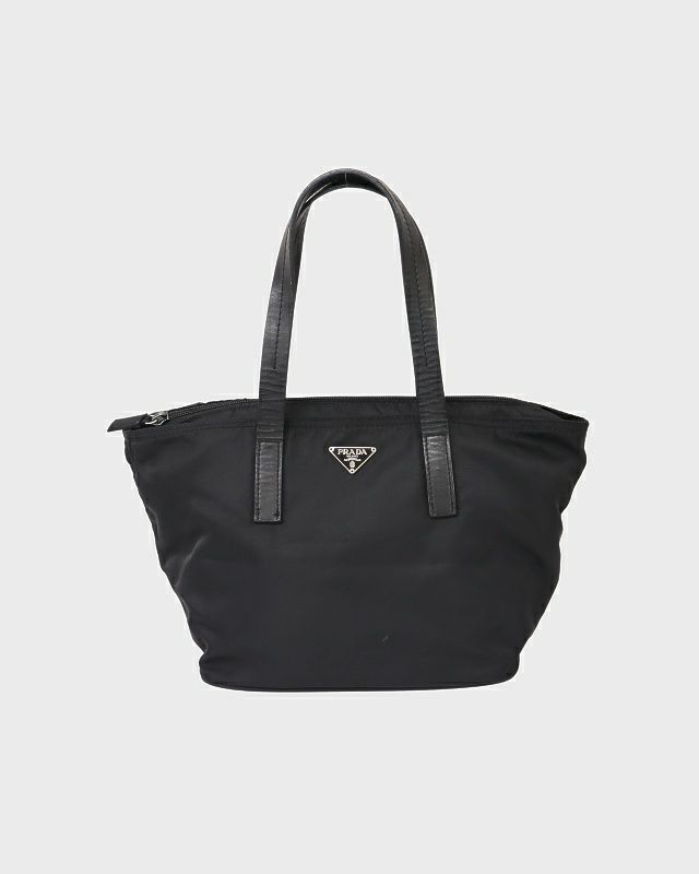 PRADA 2way ハンドバッグ　レザー　ナイロン　シルバー金具　刻印 PRADA プラダ ギャザー ハンドバッグ トートバッグ 2WAY