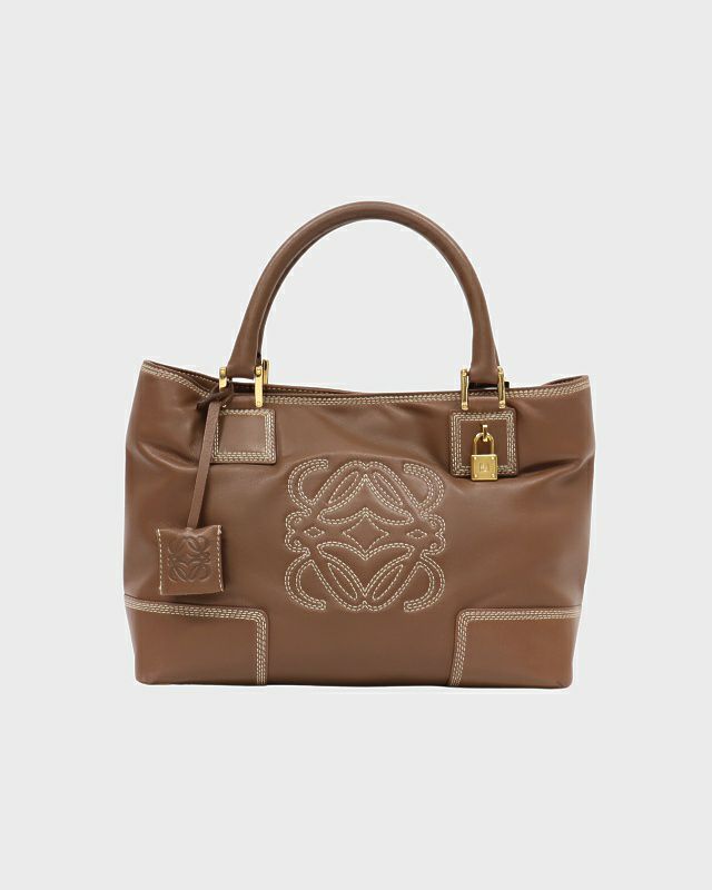 LOEWE ハンドバッグ ナイロン レザー LOEWE アナグラムステッチレザーハンドバッグ | Hedy
