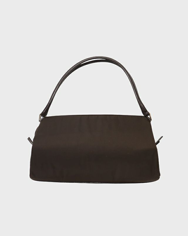 PRADA ブラウンレザー　ハンドバッグ　三角ロゴ PRADA プラダ ショルダーバッグ 三角ロゴ レザー ブラウン系