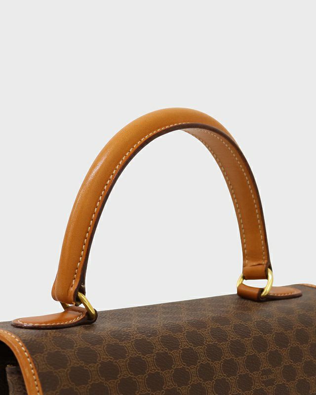 CELINE セリーヌ ハンドバッグ マカダム柄 ガンチーニ ゴールド金具 ✨美品✨】セリーヌハンドバッグマカダムガンチーニトップハンドル
