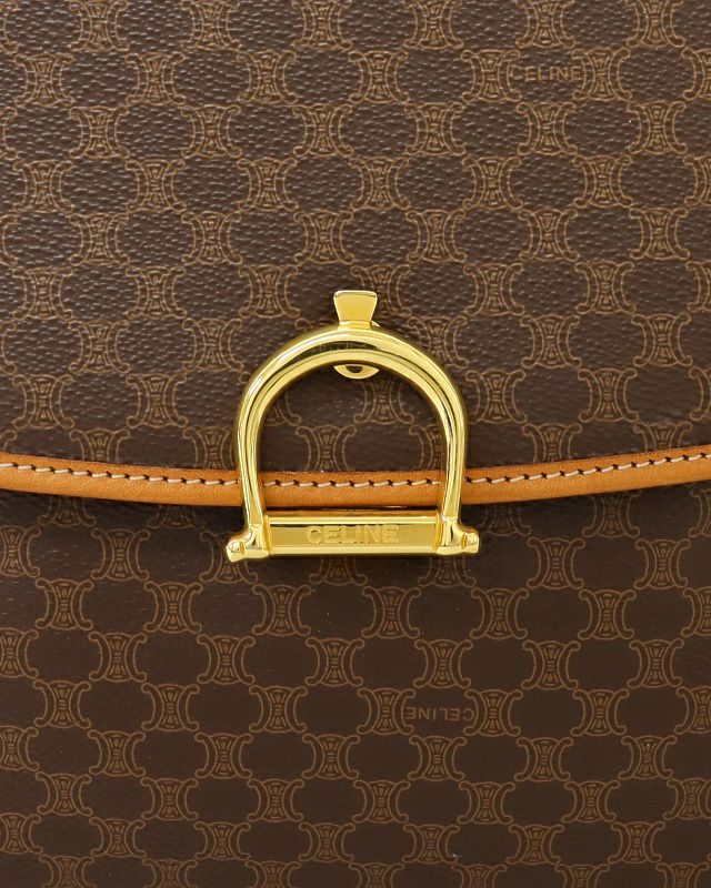 CELINE セリーヌ ハンドバッグ マカダム柄 ガンチーニ ゴールド金具 美品 セリーヌ ハンドバッグ ガンチーニ マカダム ゴールド金