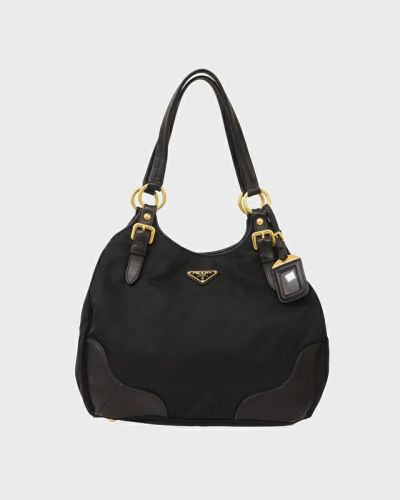 PRADA ロゴ刻印レザーナイロンワンショルダーバッグ | Hedy