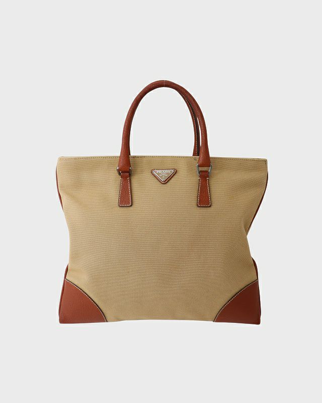 PRADA 三角ロゴ金具キャンバスハンドバッグ | Hedy