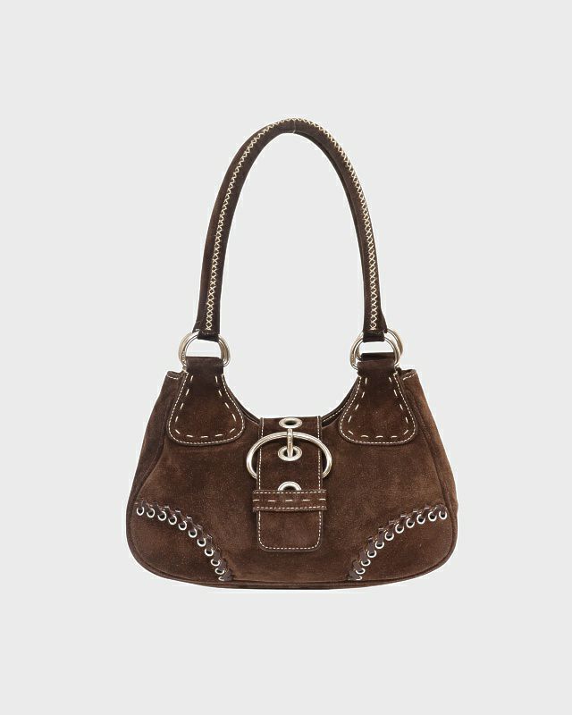 PRADA 三角ロゴ金具スエードハンドバッグ | Hedy