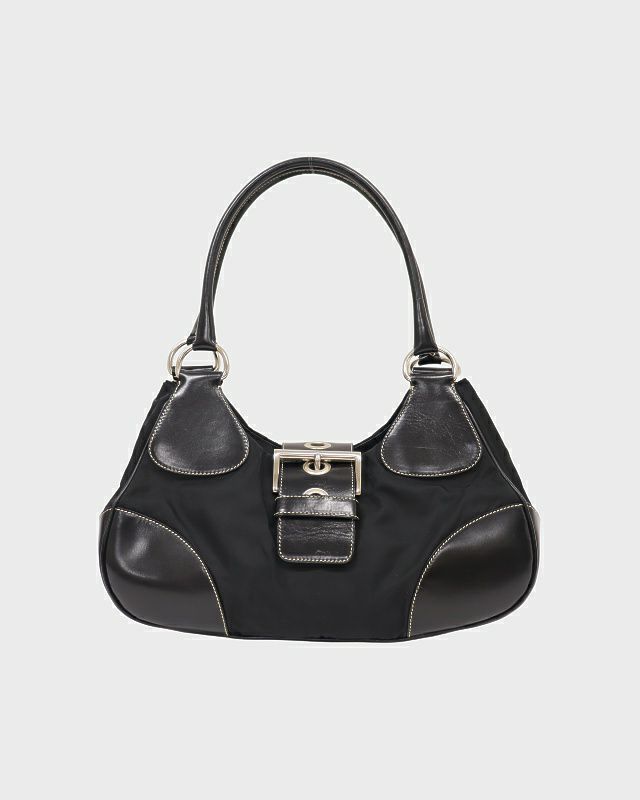 PRADA 三角ロゴ金具ナイロンレザーハンドバッグ | Hedy