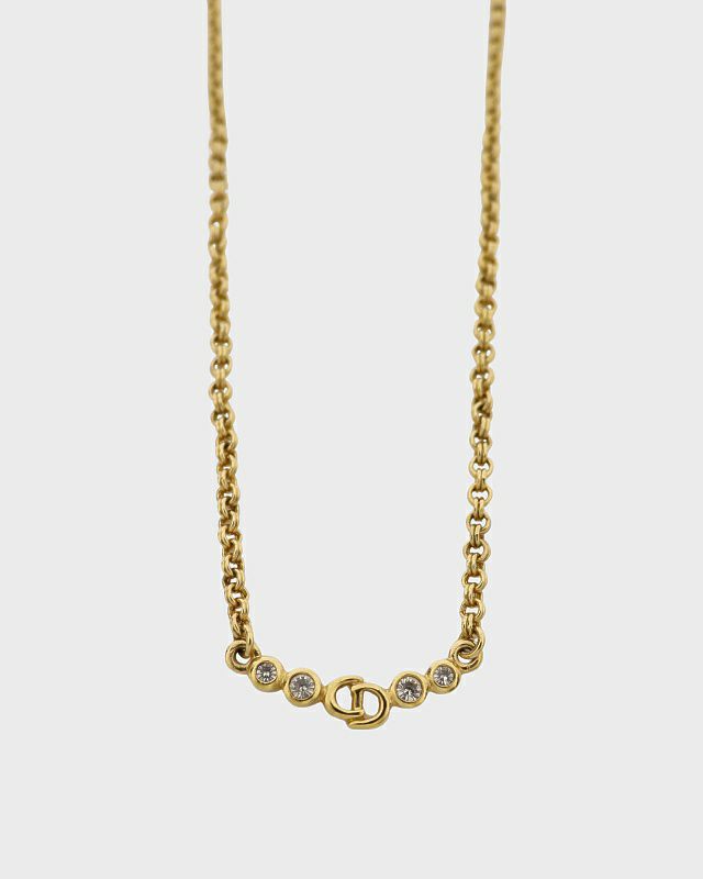 DIOR CDラインストーンチェーンネックレス | Hedy