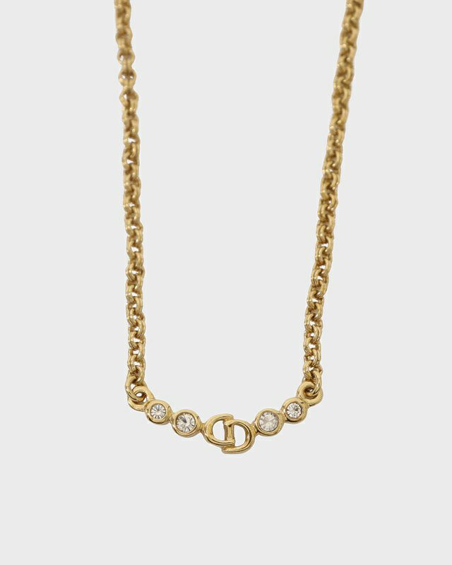 DIOR CDラインストーンチェーンネックレス | Hedy
