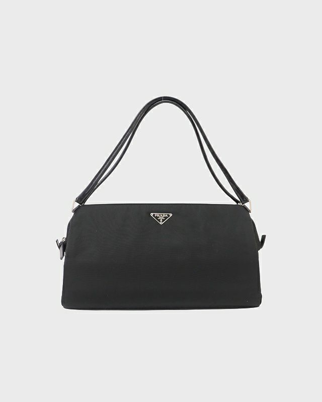 PRADA 三角ロゴ金具ナイロンレザーハンドバッグ | Hedy