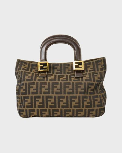 FENDI ズッカ柄キャンバスレザーハンドバッグ | Hedy