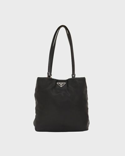 PRADA ロゴ金具ナイロンギャザーハンドバッグ | Hedy