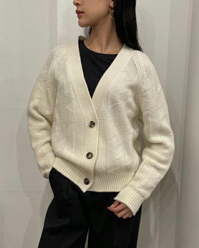 PRADA リブニットカーディガン　美品 PRADA◇クロップドコットン リブニットカーディガン (PRADA