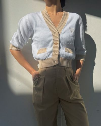 PRADA 17AW ニット カーディガン PRADA バイカラーショートニットカーディガン | Hedy