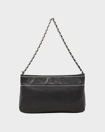 CHANEL <br>ロゴレザーチェーンハンドバッグ　