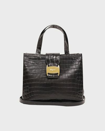 Ferragamo <br>VARA金具クロコ型押しレザー2Wayバッグ