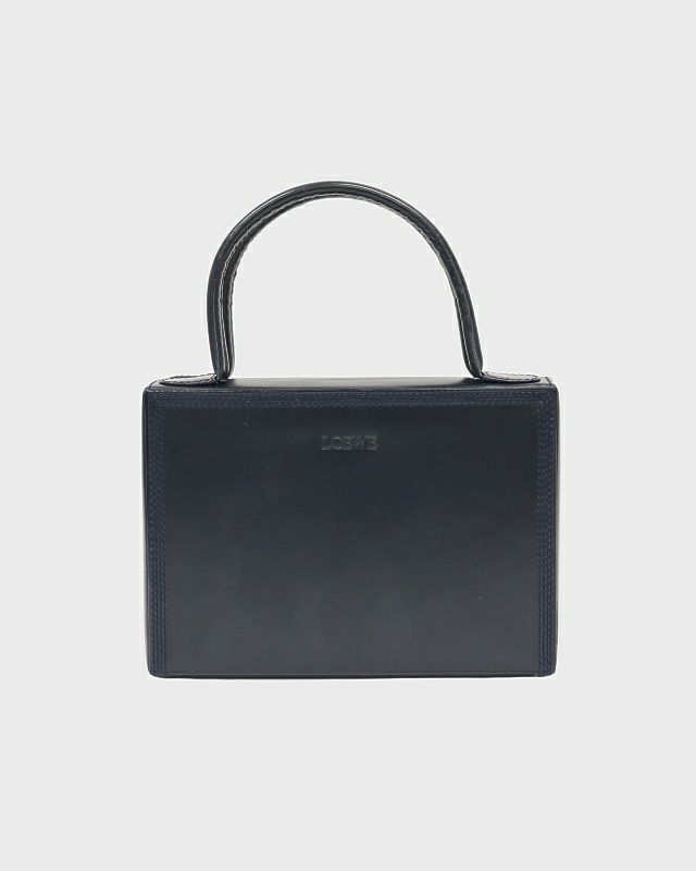美品 ロエベ スクエア 刻印ロゴ リバーシブル シルバー ブラック