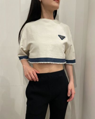 miu miuロゴボーダーショートニット | Hedy